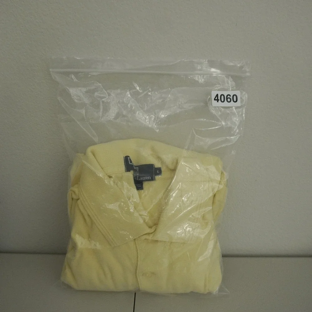 Vintage Polo Ralph Lauren Polo Shirt Mens L Yellow Long Sleeve Pocket Pony